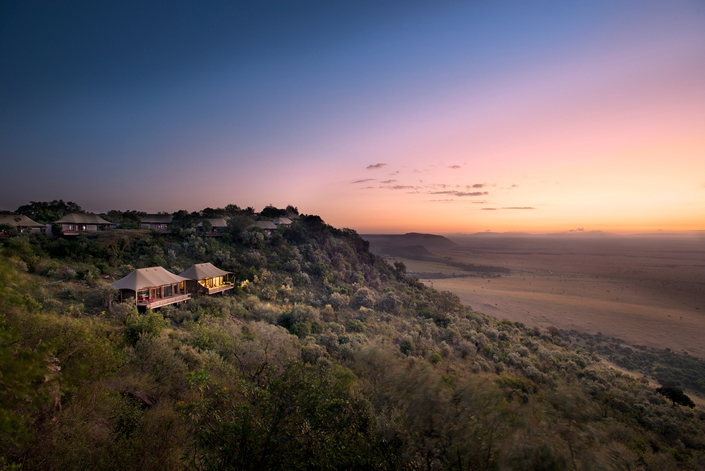 Angama Mara glass fronted suite overlooking the Mara Triangle on a luxury Kenya safari