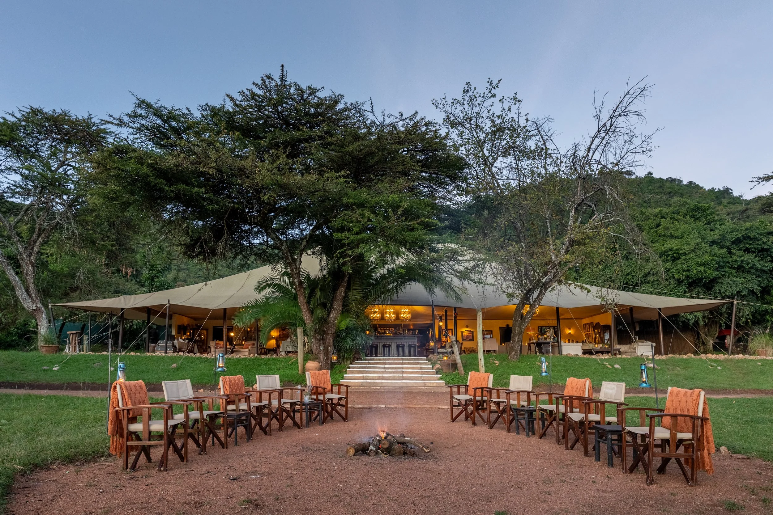 Cottar's 1920s Camp classic cream safari tent on a private conservancy in the Masai Mara