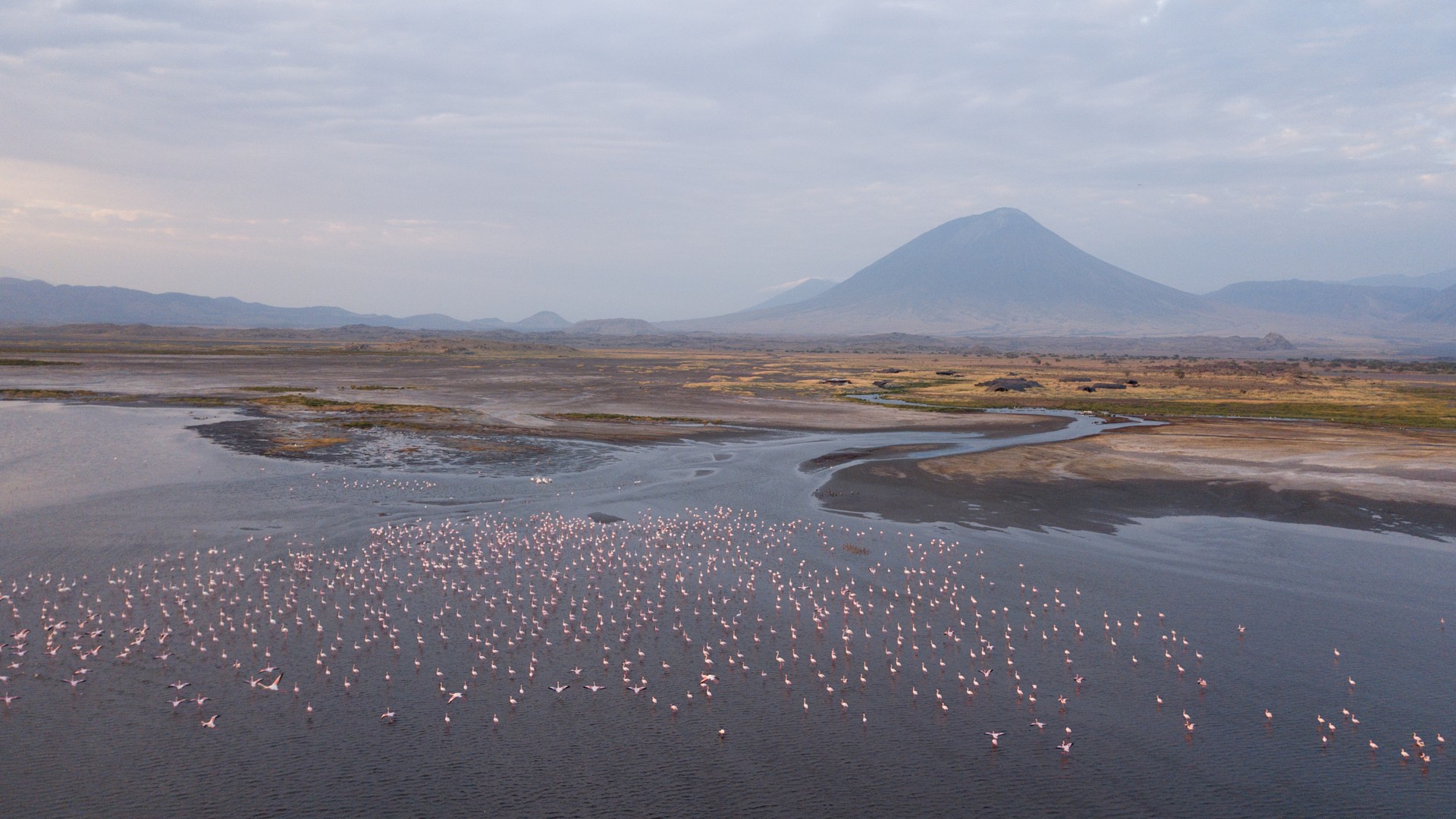 Lake Natron in northern Tanzania from the air