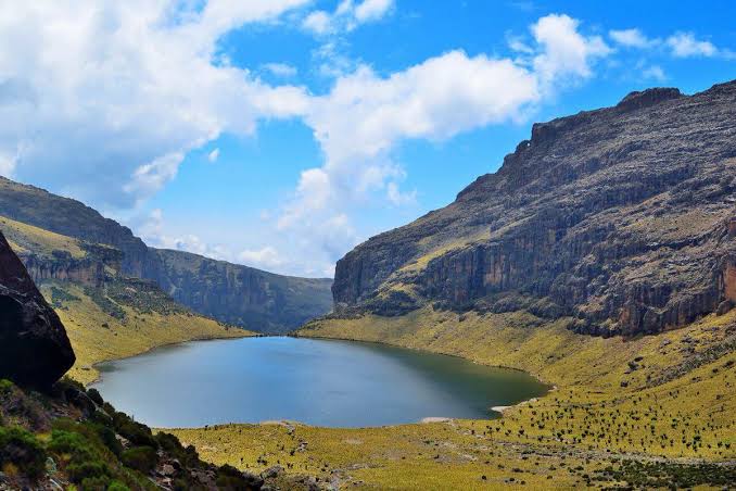 The high tarns of Mount Kenya, reached by helicopter