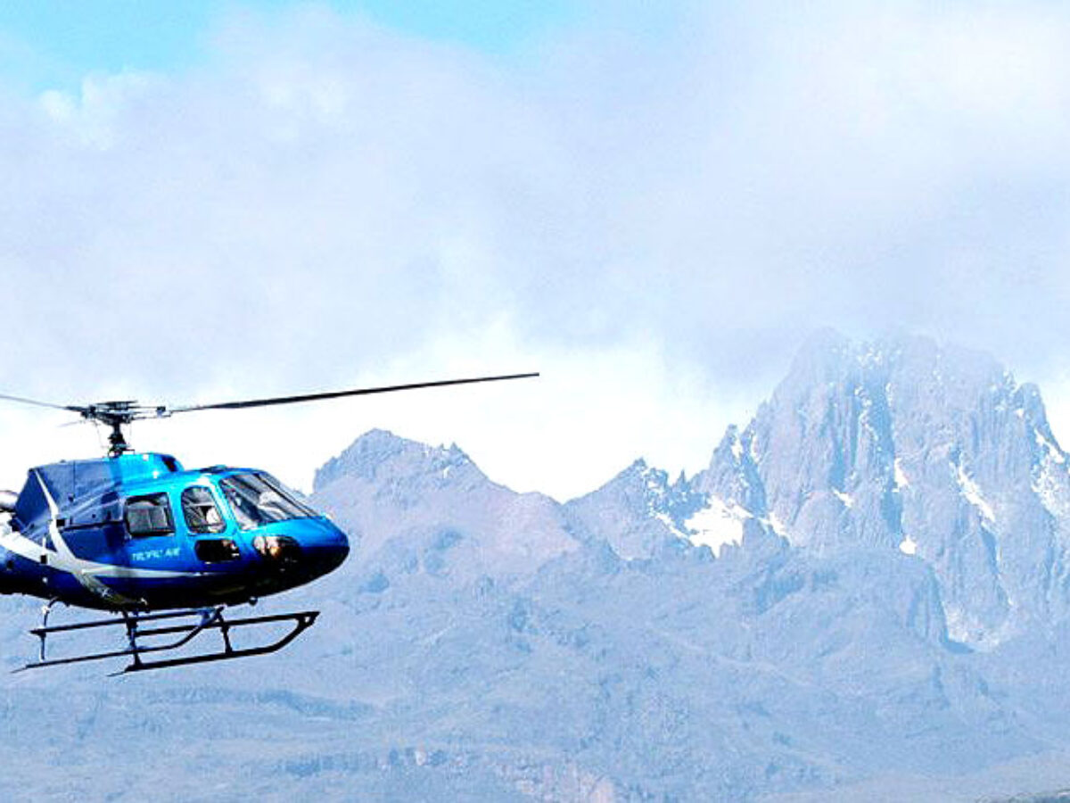 Mount Kenya and the High Tarns from a helicopter
